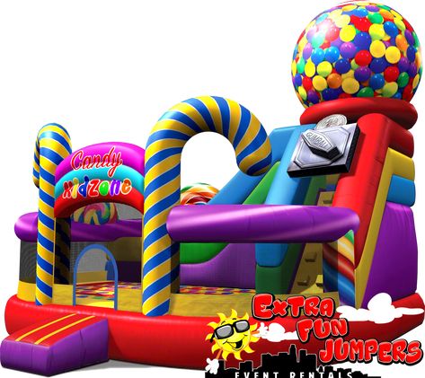 Candy Kid Zone Bounce Castle, Inflatable Rentals, Candy Land Birthday Party, House Slide, Bounce House Rentals, Nostalgic Pictures, Keeping Kids Safe, Candyland Birthday, Candy House