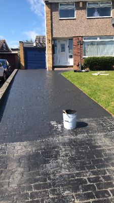 Painted Driveway, Courtyard Paving, Driveway Paint, Hampton Style House, Painted Wooden Floors, Paint Patio, Tarmac Driveways, Paint Concrete Patio, Grey Front Doors