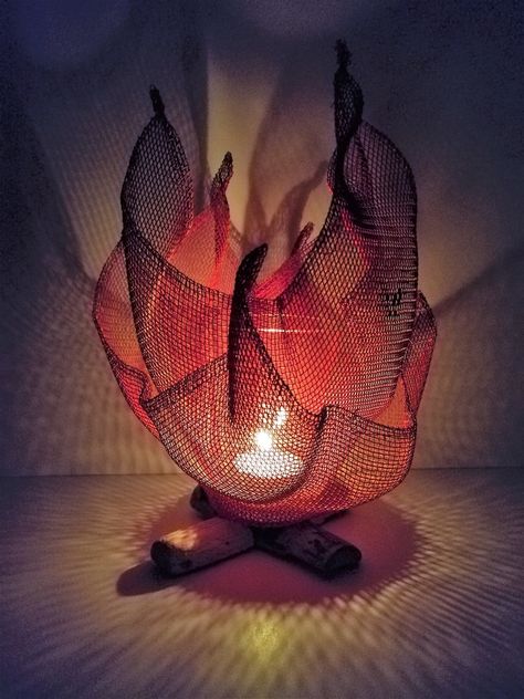 Artistic Wire-campfire Candle Holder Decorative 3D Metal-mesh Candle Stand 3D Flame Artwork Light Sculpture for Home Décor Kedemart - Etsy UK Campfire Candle, Metal Bird Wall Art, Mobile Sculpture, Woven Metal, Artwork Lighting, Bird Mobile, Artistic Wire, Metal Birds, Light Sculpture