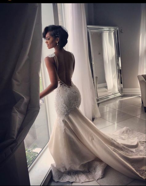 Wedding Dresses On Black Women Brides, Backless Wedding Dress Black Women, Wedding Dress Mermaid Black Woman, Wedding Dresses Simple Black Woman, Destination Wedding Dress Black Women, Lace Mermaid Wedding Dress Open Back Long Train, Unique Wedding Dresses Black Women, Wedding Dresses Ideas Black Women, Boho Wedding Dress Black Woman