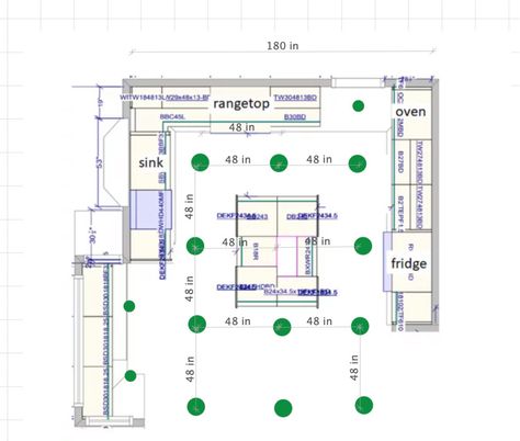 L Shaped Kitchen Island Lighting, How To Place Can Lights In Kitchen, How To Plan Kitchen Lighting, How To Place Recessed Lights In Kitchen, Lighting Plan Kitchen, Kitchen Lighting Layout Ideas, Light Placement In Kitchen, Can Lights In Kitchen Placement, How To Light A Kitchen