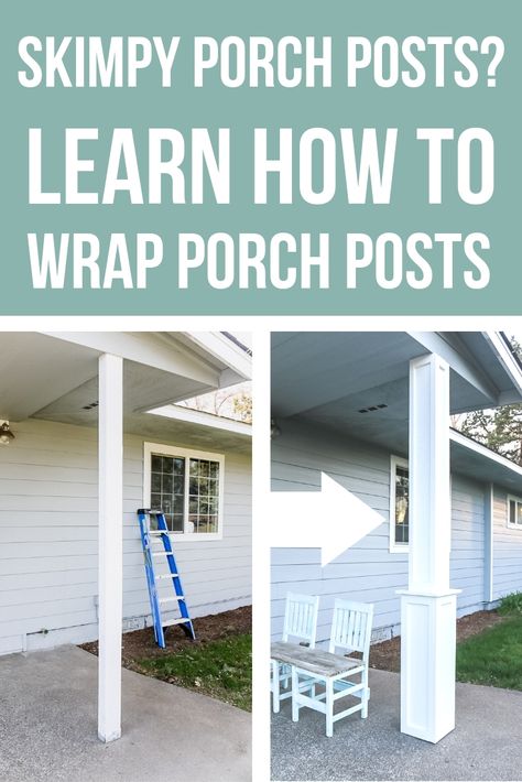 Wrap Porch Posts, How To Wrap Porch Posts, Curb Appeal Porch, Craftsman Style Porch, Front Porch Posts, Porch Pillars, Front Porch Columns, Veranda Design, Add Curb Appeal