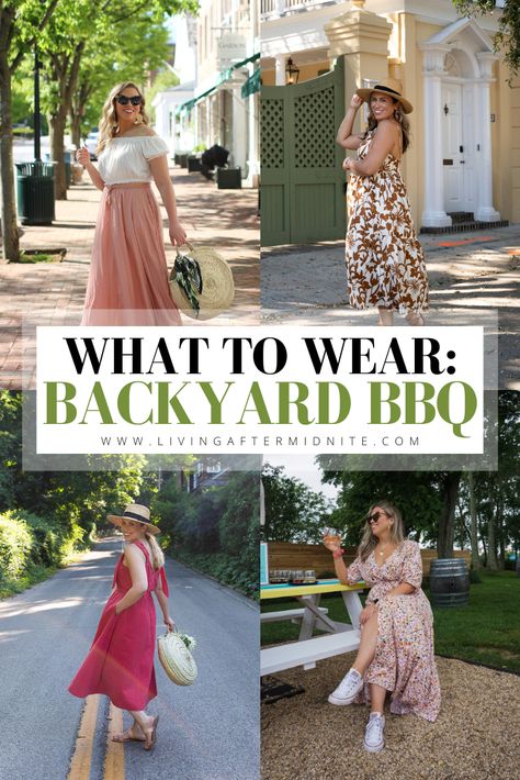 What to Wear to a Backyard BBQ | Backyard BBQ Outfit Ideas | BBQ Outfit Ideas Casual | Outdoor Summer Party Outfit | Barbeque Outfit | Cookout Outfit | Cute Summer Looks | Summer Outfits for Hot Weather Bbq Outfit Ideas Casual, Outdoor Summer Party Outfit, Barbeque Outfit, Backyard Bbq Outfit Ideas, Bbq Outfit Ideas, Barbecue Outfit, Summer Bbq Outfit, Cookout Outfit, Outdoor Party Outfits