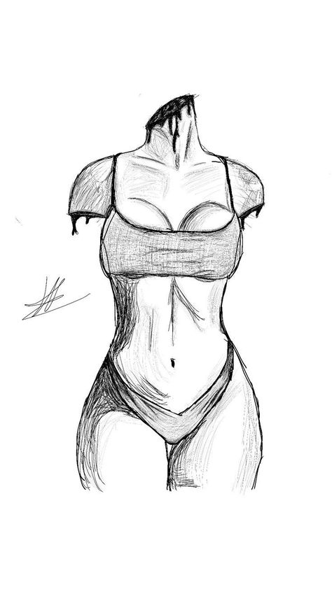 Drawing Women Bodies Sketch, Melting Body Drawing, Body Sillouhette Drawing, Hour Glass Body Drawing, Body Dysformia Drawing, Body Drawing Woman Sketch, Sketches Of Women Body, Slim Body Drawing, Back Sketch Women