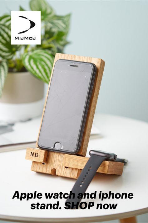 Slot together oak phone and watch charging station. engraved with name or initials Wooden Jewelry Stand, Watch Accessory, Apple Watch Charging Stand, Teen Gifts, Iphone Stand, Ring Storage, Engraved Initials, Watch Storage, Apple Watch Accessories