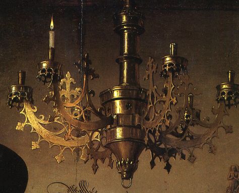 Jan Van Eyck's Arnolfini Wedding Portait Arnolfini Portrait, Gothic Chandelier, Van Eyck, Jan Van Eyck, Classic Paintings, Beautiful Chandelier, Chandelier Design, National Gallery, Gothic Art