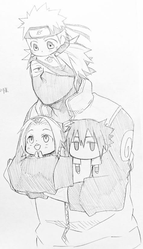 Kakashi And Naruto Drawing, Naruto Characters Drawings Sketches, Cool Naruto Drawings, Anime Sketch Easy Pencil, Naruto Art Sketch, Anime Sketch Naruto, Naruto Drawings Sketches, Naruto Sketches, Dragon Sketches