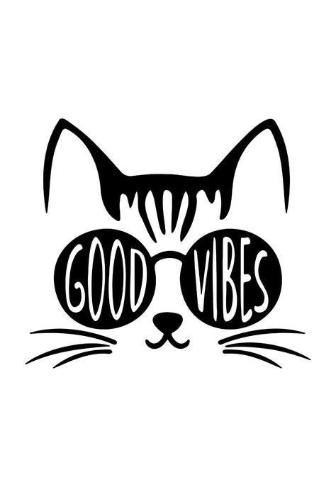 Good Vibes Cat SVG Good Vibes Svg, Cat Cricut Projects, Sticker Ideas Design, Cricut Designs For Shirts, Svg Tshirt Ideas, Svg Shirt Ideas, T Shirt Design Ideas Creative, Svg Free Files For Cricut, Good Vibes Graphic