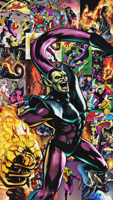 Book Villains, Super Skrull, Cartoon Villains, Fantastic Four Marvel, Aang The Last Airbender, Comic Collage, Comic Book Villains, Marvel Comics Vintage, Marvel Villains