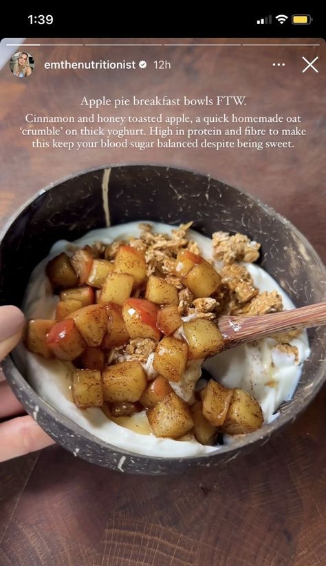 Gentle Nutrition Meals, Isabel Paige Recipes, Healthier Food Options, College Food Ideas, Clean Food Breakfast, Clean Food Recipes, Apple Pie Breakfast, Pie Breakfast, Sommer Mad