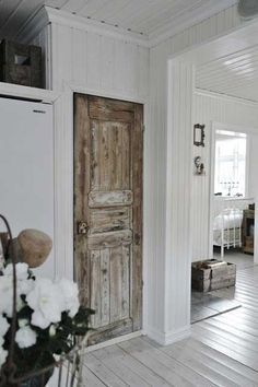 @Karla Wright Karla, I want this door in my kitchen! Would be perfect! Can you find me one?! Salvaged Doors, Doors Repurposed, Vintage Doors, Rustic Doors, Open Door, Old Door, Wood Interiors, Old Doors, White Room