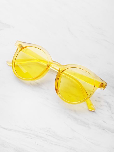 Sunglasses Yellow, Cat Eye Colors, Fake Glasses, Transparent Frame, Yellow Sunglasses, Cute Sunglasses, Cute Glasses, Fashion Eye Glasses, Retro Glasses