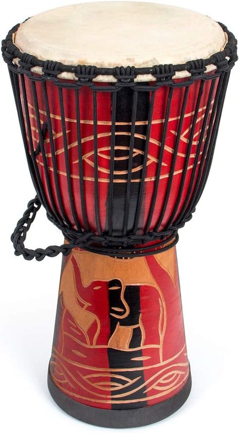 African Drum, Hand-carved, goatskin Drumhead for adult beginners, Red Red Everything, Djembe Drum, Kitty Party Games, African Drum, African Love, Hand Drum, Music Instrument, Guitar Tips, Pop Art Wallpaper