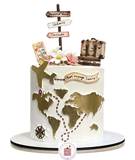 Travel Birthday Cake Ideas, Travel Themed Birthday Cake, Travel Cake Ideas Birthdays, Travel Wedding Cake, Welcome Home Cakes, Airplane Birthday Cakes, Map Cake, Farewell Cake, Cake Wallpaper