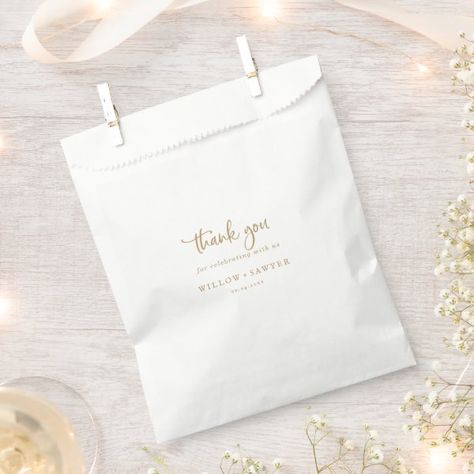 Rustic Gold Script Thank You Wedding Favor Bag Wildflower Seed Favors, Baby Shower Popcorn, Modern Wedding Favors, White Wedding Favors, Black Quote, Pop Baby Showers, Marketing Gift, Elegant Wedding Favors, Hangover Kit