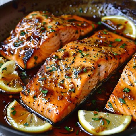 Honey Garlic Fish, Honey Roasted Salmon, Healthy Eating Salmon, Barramundi Recipes, Honey Garlic Salmon, Garlic Salmon, Fresh Salad, Salmon Dishes, Salmon Recipe