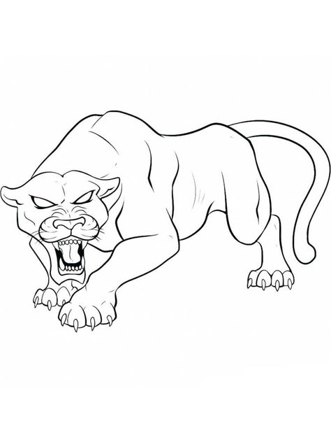 Angry Panther, Panther Coloring Pages, Angry Lion, Lion Coloring, Lion Coloring Pages, Tattoo Outline Drawing, Black Panther Party, Cat Coloring Page, Tattoo Outline