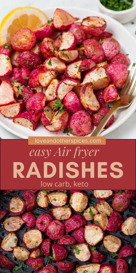 Low Carb Air Fryer Vegetables, Ways To Cook Radishes, Best Radish Recipes, Cooked Radishes Like Potatoes, Air Fry Radishes, Fried Radishes Like Potatoes, What To Make With Radishes, Radish Recipes Air Fryer, Radishes In Air Fryer