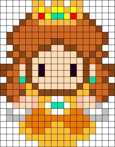 Princess Daisy Sprite Perler Bead Pattern / Bead Sprite Image Pixel Art, Perler Bead Mario, Kandi Cuffs, Baby Daisy, Easy Perler Beads Ideas, Princess Daisy, Easy Pixel Art, Perler Art, Pony Bead Patterns