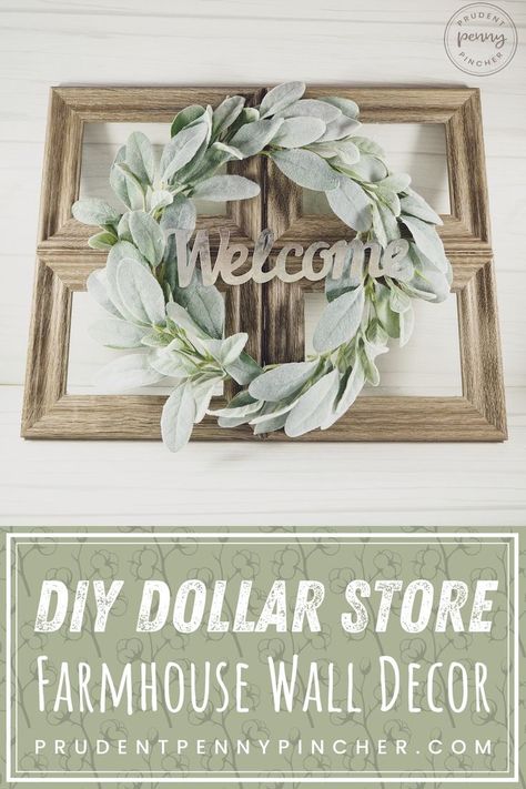 Add a touch of farmhouse style to your home decor on a budget with this DIY dollar store farmhouse wall decor idea. This is a cheap and easy dollar store craft that costs under $10 to make and takes less than 5 minutes to put together! This DIY home decor idea is perfect for your living room. Farmhouse Wall Decor Diy, Diy Farmhouse Ideas, Easy Diy Room Decor, Diy Dollar Tree Decor, Dollar Tree Decor, Dollar Tree Diy Crafts, Diy Dollar Store Crafts, Diy Farmhouse Decor, Farmhouse Wall Decor