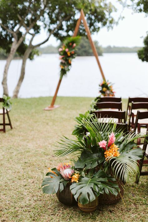 Tropical Wedding Flowers Ceremony Arch, Tropical Wedding Aisle Flowers, Tropical Ceremony Arch, Hawaii Wedding Arch, Tropical Wedding Ceremony Decor, Tropical Wedding Aisle, Tropical Wedding Arch, Tropical Wedding Ceremony, Kualoa Ranch Hawaii