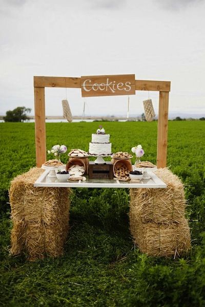 Oh...hay bales!! sofun! ...not just for milk and cookies, but maybe other uses. cute way to drive theme home.If hotel will allow... maybe tack store would donate with recognition.  The Milk and Cookies Wedding | Intimate Weddings - Small Wedding Blog - DIY Wedding Ideas for Small and Intimate Weddings - Real Small Weddings Hay Bale Wedding, Rustic Country Wedding Decorations, Country Party, Country Wedding Decorations, Hay Bales, Small Intimate Wedding, Rustic Country Wedding, A Barn, Rustic Wedding Decor