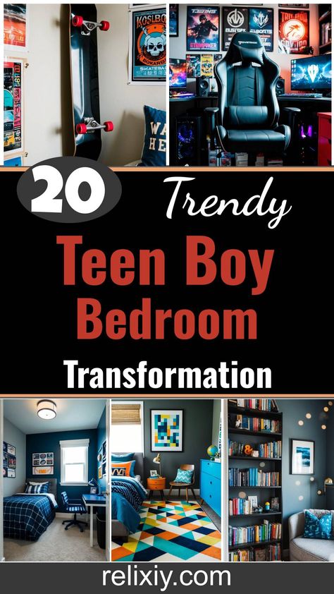 20 Trendy Teen Boy Bedroom Ideas To Transform His Space Bedroom Inspo For Guys, Comic Bedroom Ideas, Boy Room Ideas Teenagers Led Lights, Led Boys Bedroom, Teen Boy Beds, Boy Bedroom Ideas Teen, Boys Sharing Bedroom Ideas, Teen Boy Sports Bedroom, Kid Bedroom Ideas For Boys