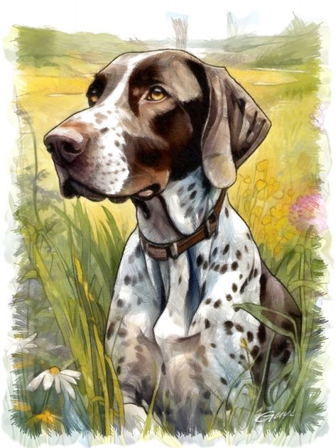 BY GUYMICK CORMIC Pointer Painting, German Shorthair Pointer, Shorthair Pointer, Dog Portraits Art, German Shorthair, Portraits Art, Canine Art, Bird Dogs, German Shorthaired Pointer