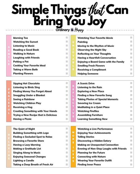 What Brings Me Joy, Things That Bring Joy, Joy In The Morning, Mindfulness Journal Prompts, Body Positivity Art, Joy Gifts, Happy Morning, Friends Laughing, Agenda Planner