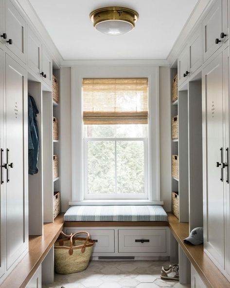 Neutral Mudroom, Brick Herringbone Floor, Herringbone Brick Floor, Mudroom Addition, Mudroom Ideas, Mudroom Design, Herringbone Floor, Beautiful Storage, Brick Flooring