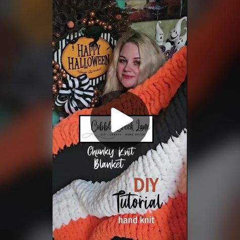 TikTok · CobbleCreekLane Diy Wall Hanging Yarn, Blanket Craft, Crocheting Ideas, Fall Thanksgiving Decor, Blanket Diy, Finger Knitting, Wall Hanging Diy, Chunky Knit Blanket, Knit Blanket