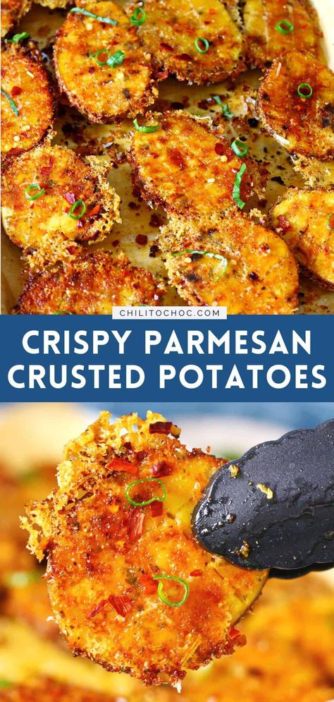 Crispy Parmesan Crusted Potatoes, Golden Potato Recipes, Honey Roasted Sweet Potatoes, Crusted Potatoes, Parmesan Crusted Potatoes, Best Potato Recipes, Parmesan Roasted Potatoes, Roasted Potato Recipes, Easy Potato Recipes