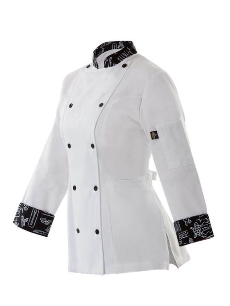 Chef Dress For Women, Chef Coat Design, Chef Jackets Women, Chef Jackets Design, Chef Dress, Cook Clothes, Chef Costume, Restaurant Uniforms, Chef Jackets