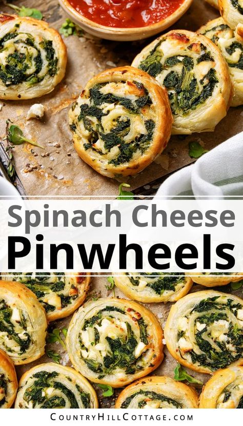 Spinach And Feta Pinwheels Puff Pastries, Spinach Finger Food, What Can I Make With Frozen Spinach, Spinach And Cheese Roll Ups, Spinach And Cheese Pinwheels, What To Bring To A Brunch Party, Savory Vegetarian Appetizers, Spinach Dip Roll Ups, Phyllo Spinach Appetizers