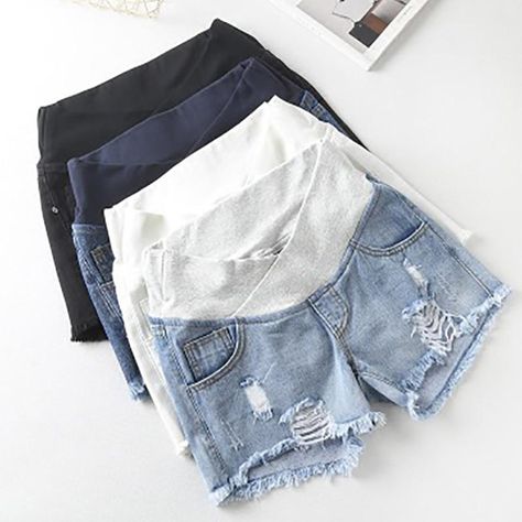 Jean Shorts Outfit, Clothes Shorts, Jean Short Outfits, Lace Jeans, Pregnancy Clothes, Clothes For Pregnant Women, Summer Shorts Denim, Cute Maternity Outfits, Casual Maternity