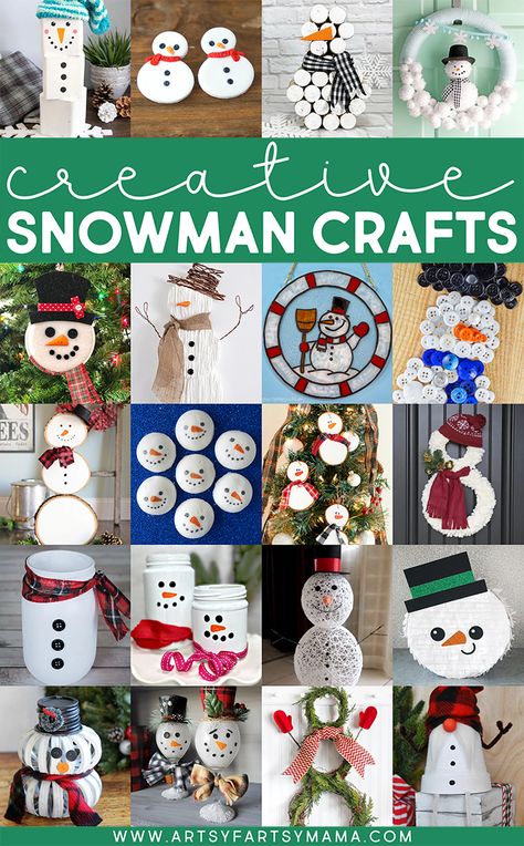 100+ Creative Snowman Craft Ideas | artsy-fartsy mama Easy Snowman Crafts For Toddlers, Snowman Christmas Ornaments Diy Kids, Snow Man Making For Kids, Creative Snowman Ideas, Sneezy Snowman Craft, Diy Snowman Gifts, Crafts For Older Kids, Snowman Craft Ideas, Snowman Suncatcher Craft