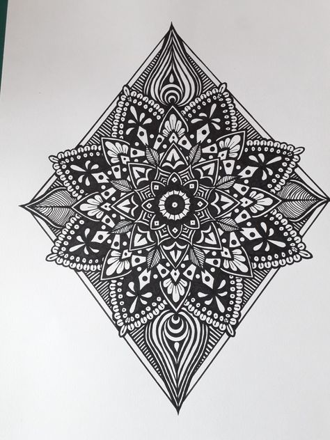 Diamond Mandala, Diamond Mandala Tattoo, Diamond Shaped Tattoo, Doily Tattoo, Mandela Tattoo, Diamond Tattoos, Shape Tattoo, Mandala Tattoo, Mandala Drawing