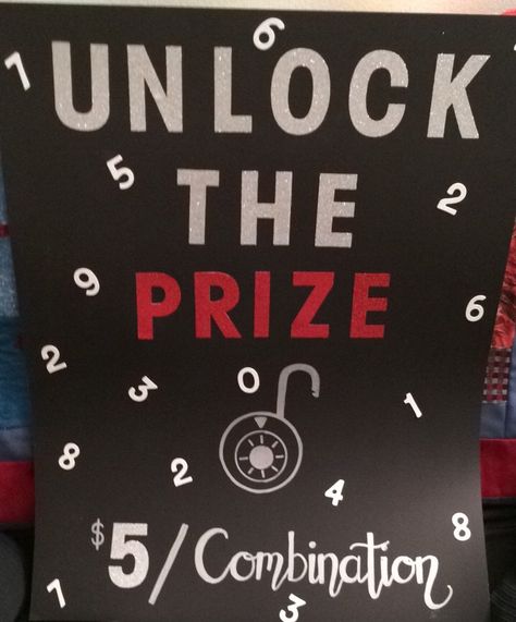 Unlock the prize game sign for Stag & Doe  Guests buy a combination with the hopes that theirs will be the one to unlock the prize Stag And Doe To Do List, Casino Night Fundraiser Games, Raffle Games For Adults, Stag And Doe Themes Casino Night, Casino Fundraiser Games, Buck N Doe Games, Stag And Doe Ideas Games, Fundraising Game Ideas, Stag And Drag Games