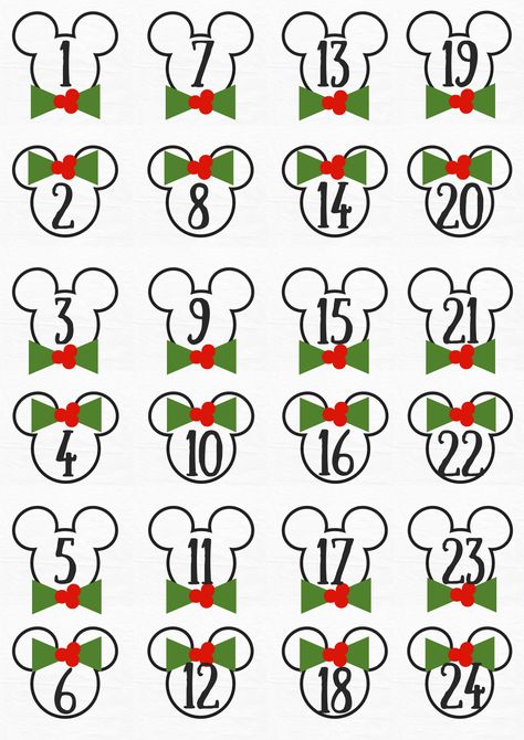 Disney advent calendar numbers! If you're opting to create your own advent calendar, or countdown to Christmas these magical mouse numbers inspired by Disney Mickey and Minnie could be just the thing! Get the PDF printable for free at my website. Disney Christmas Countdown, Advent Calendar Numbers Printable Free, Advent Calendar Printable Free, Christmas Numbers Printable, Printable Calendar Numbers, Disney Advent Calendar, Advent Numbers, Advent Calendar Numbers, Advent Bags