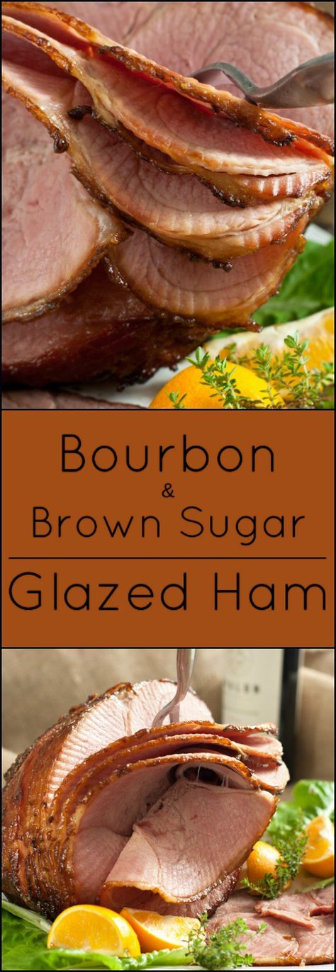 Gluten free Bourbon and Brown Sugar Glazed Ham. Bourbon Glazed Ham Crockpot, Rum Glazed Ham, Bourbon Brown Sugar Ham, Wedding Food Main Course, Food Main Course, Southern Ham, Bourbon Glazed Ham, Brown Sugar Glazed Ham, Rum Ham