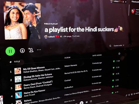 Hindi Playlist Cover Aesthetic, Bollywood Spotify Aesthetic, Names For Hindi Playlist, Indian Spotify Playlist Names, Old Bollywood Songs Playlist Names, Hindi Usernames For Instagram, Hindi Playlist Names Spotify, Hindi Spotify Playlist, Punjabi Playlist Names