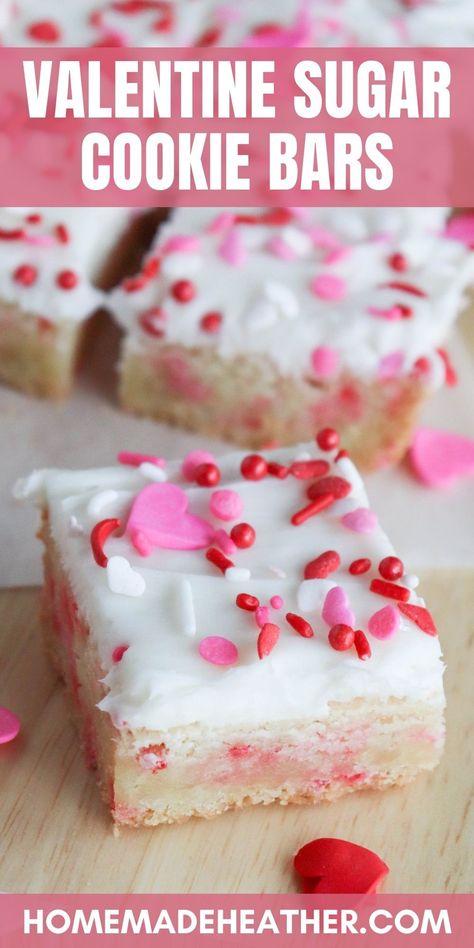 Best Valentines Sugar Cookies, Valentine Sugar Cookie Bars, Sugar Cookie Bars Valentines, Valentines Treats For Work, Valentine’s Sweet Treats, Valentines Day Cookie Bars, Easy Cookie Recipes Valentines Day, East Valentines Treats, Valentine Bars Desserts