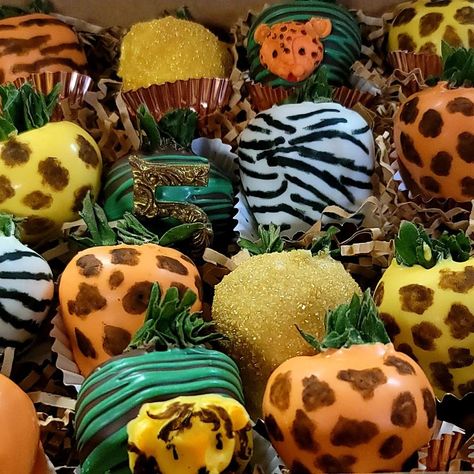 Wild One Strawberries, Safari Chocolate Covered Strawberries, Safari Treats, Jungle Book Party Ideas, Book Party Ideas, Jungle Book Party, Sweet Business, Two Wild Birthday, Boys 1st Birthday Cake