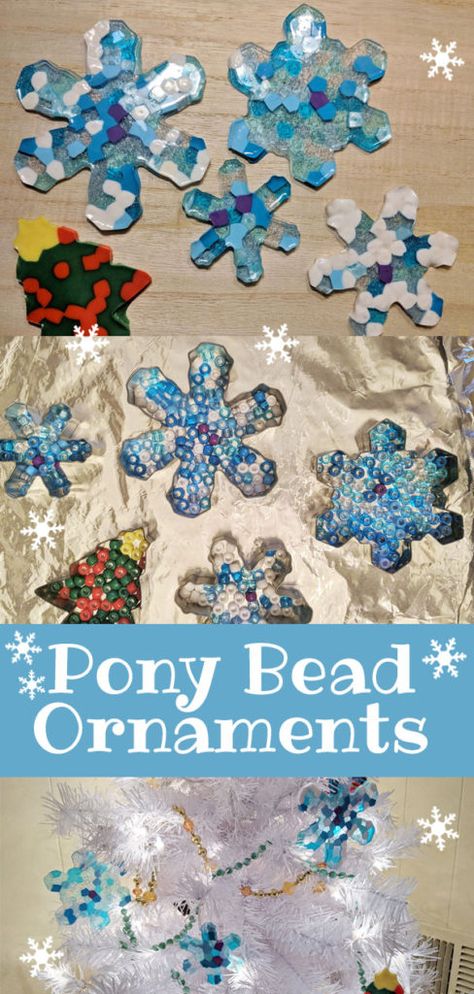 Pony Bead Melted Ornaments, How To Melt Pony Beads In Oven, Melted Pony Bead Ornaments, Crafts Using Pony Beads, Pony Beads Ornaments, Pony Bead Christmas Ornaments Diy, Pony Bead Crafts Christmas, Pony Beads Christmas Ornaments, Pony Bead Ornaments In Oven