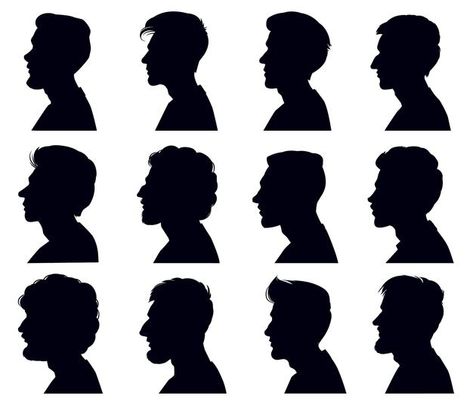 Male profile face silhouette. adult men ... | Premium Vector #Freepik #vector #people #man #character #hair Joker Logo, Portrait Illustrator, Shadow Portraits, Character Hair, Face Silhouette, Male Profile, Head Silhouette, Face Profile, Silhouette People