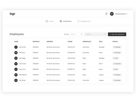 Minimalist Dashboard, Notion Template For Work, Table Ui, Search Ui, Beautiful Web Design, Website Design Inspiration Layout, Ux App Design, Wireframe Design, Minimalist Table