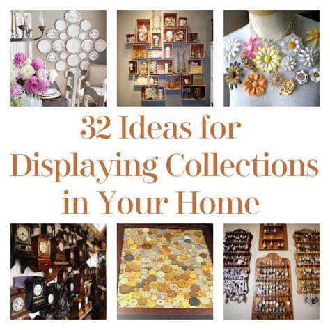 Hobby Display Ideas, Display Nick Nacks Ideas, Display Small Collectibles, Display For Collectibles, Small Figurine Display Ideas, Clock Collection Display, Modern Collection Display, Hummel Display Ideas, Display China On Wall