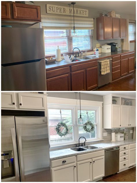 Kitchen Renovation Hacks, Builder Grade Kitchen, Mobile Home Renovations, Budget Kitchen Remodel, Diy Kitchen Renovation, Kitchen Remodel Before And After, Kitchen Upgrades, Steampunk Style, Kitchen Redo