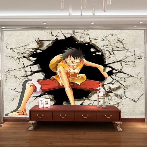 Boys Room Mural, Luffy Wallpaper, Wallpaper Room, Anime Photo, Otaku Room, 3d Wall Murals, Kickboxing Workout, Custom Wall Murals, Gear 5