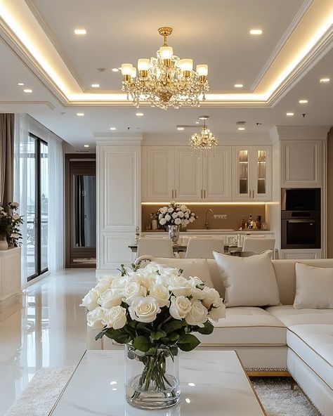 White Home Aesthetic, Luxury Living Room Designs Classy, Blockburg House, Modern Room Ideas, White Home Decor Ideas, Lips Painting, Thomas Pheasant, Dream House Living Room, Dyed Curly Hair